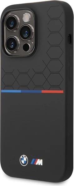 Mbështjellës BMW Silicone Pattern për iPhone 15 Pro Max, i zi