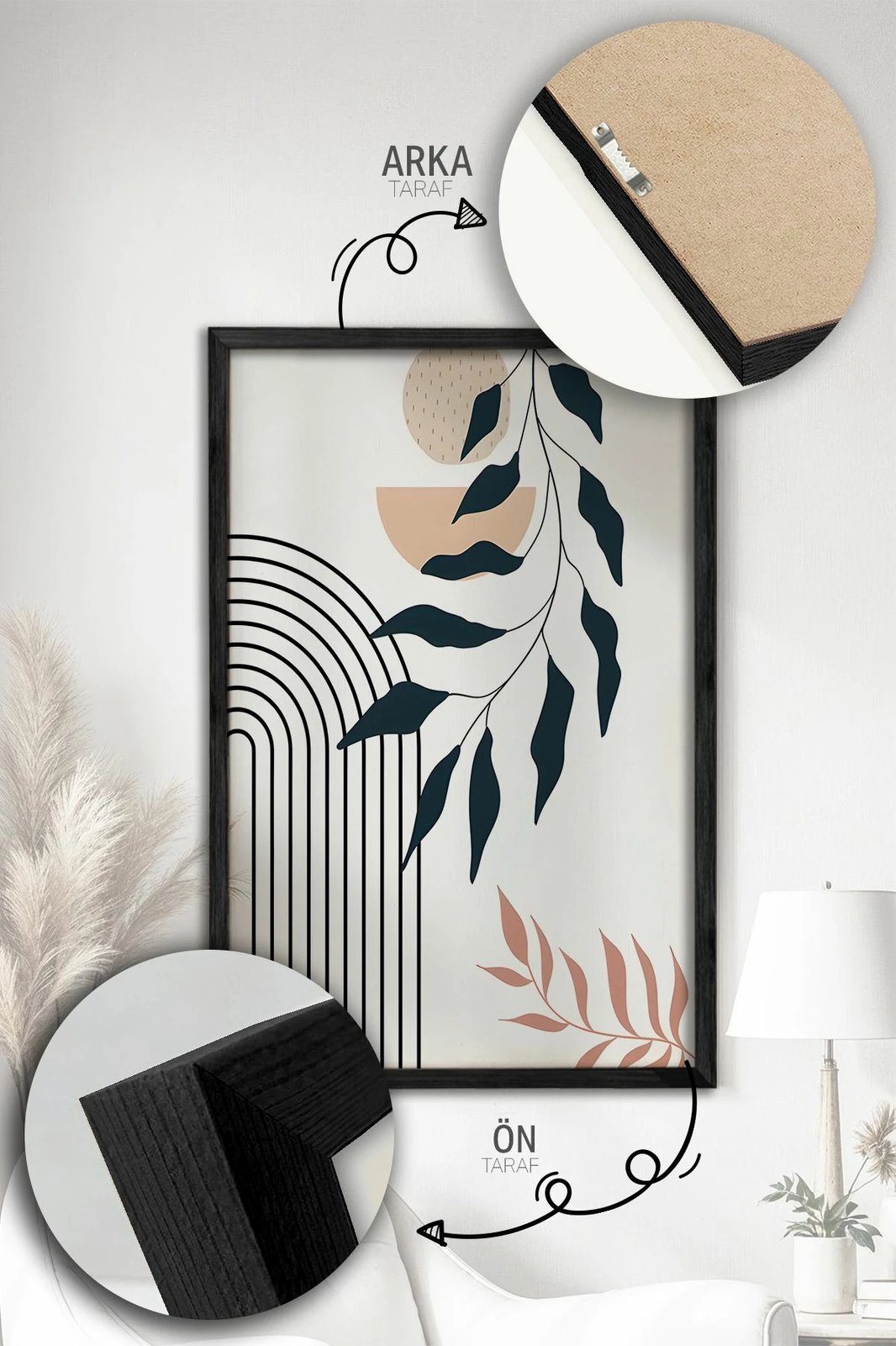 Pikturë dekorative me kornizë (3 copë), Wallity, Artvmodel30-Sıyah