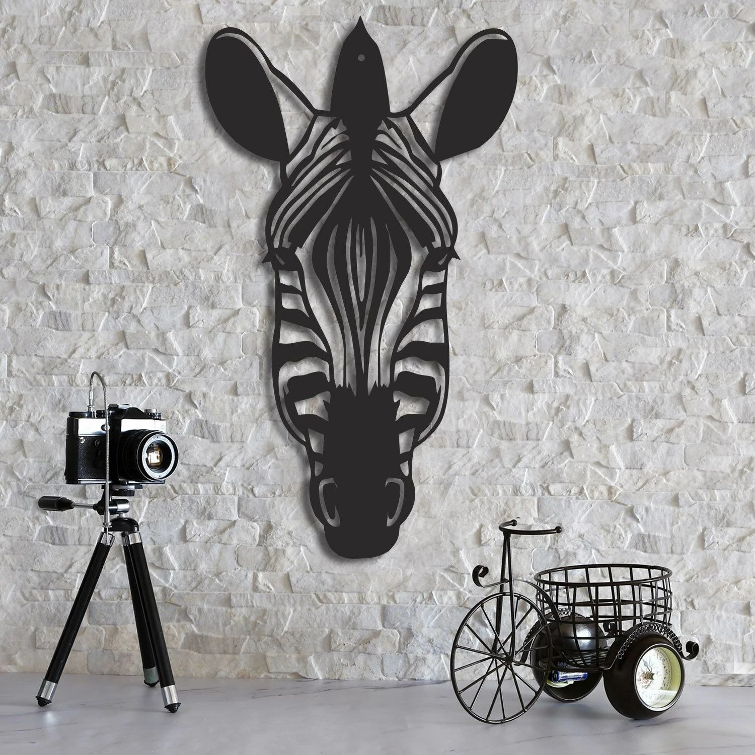 Aksesor dekorativ prej druri për mur, Wallity, MTK061 v2, ngjyrë e zezë, 37x65cm