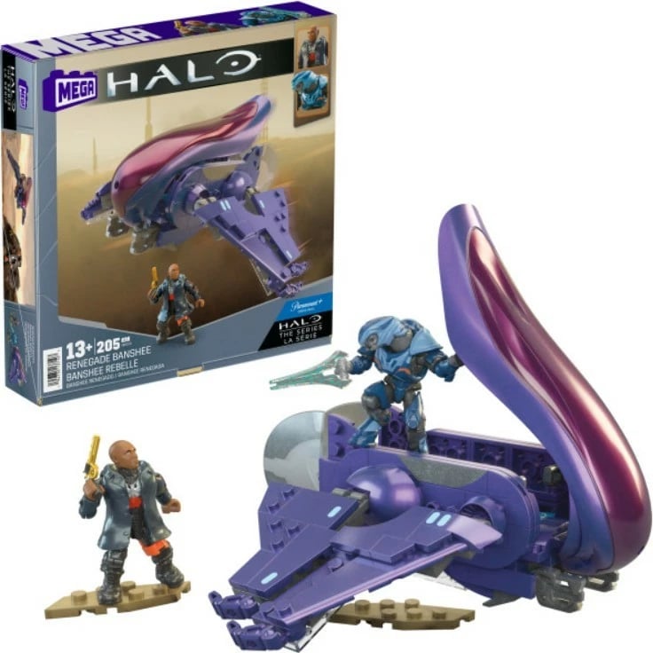 Set ndërtimi Mega Bloks Halo Renegade Banshee, 205 elemente, me 2 figura, vjollcë