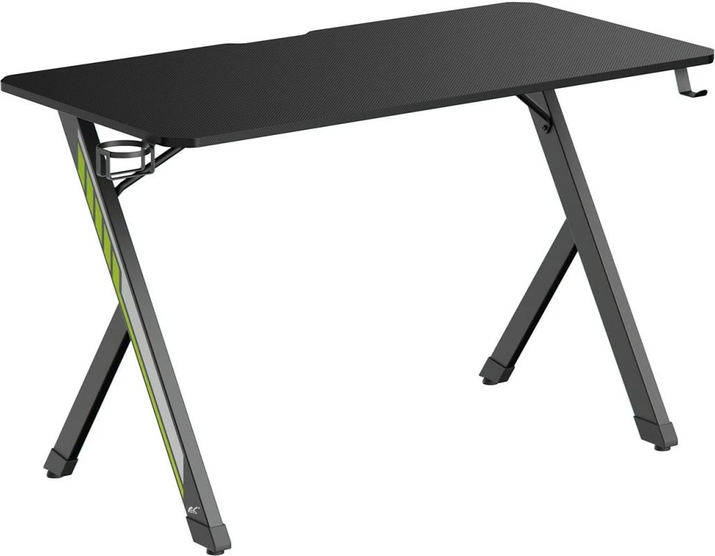 Tavolinë gaming, Maclean NanoRS RS101, 120x60x75 cm, ngarkesë 75 kg, me mbajtës kufjesh dhe gote, e zezë