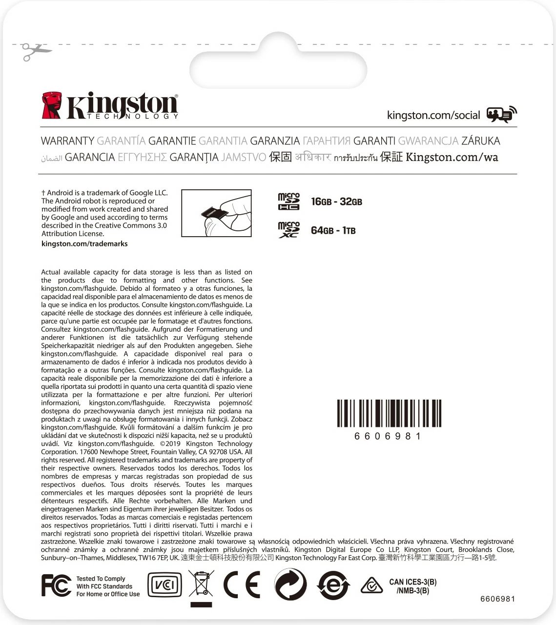 Kartelë microSDXC Kingston 64GB Canvas Select Plus, 100 MB/s, e zezë