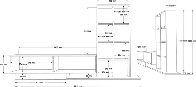 Set dhome dite Damon, ngjyrë e bardhë, 140x29.5x39.5cm