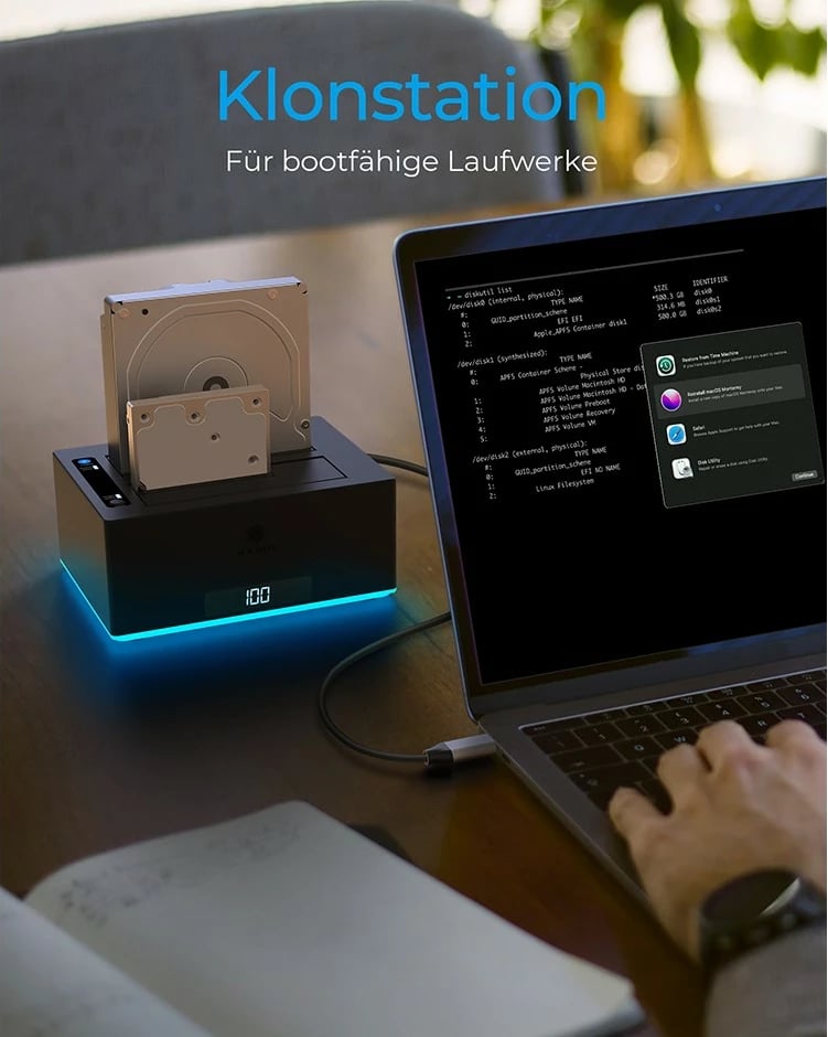 Stacion klonimi ICY BOX IB-127CL-U3, HDD, Serial ATA, 18 TB, USB 3.2, E zezë