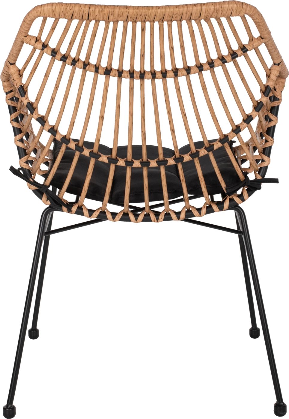 Karrige profesionale, metal i zi, rattan bezhë & jastëk, FH5864.01, 58.5x60.5x80 cm