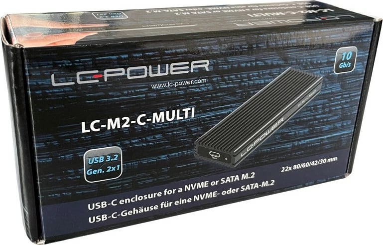Kasë SSD LC-Power LC-M2-C-MULTI, M.2, USB 3.2, e zezë