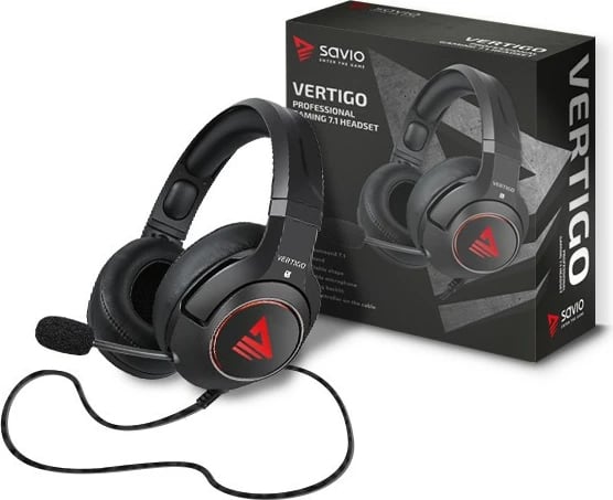 Kufje gaming Savio Vertigo me mikrofon, Surround 7.1, USB, të zeza Kufje gaming Savio Vertigo me mikrofon, Surround 7.1, USB, të zeza
