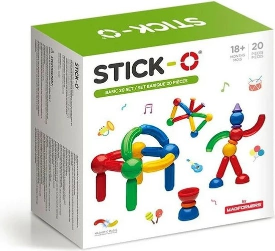 Set lodrash magnetike Magformers Stick-o Basic, 30 pjesë, shumëngjyrëshe