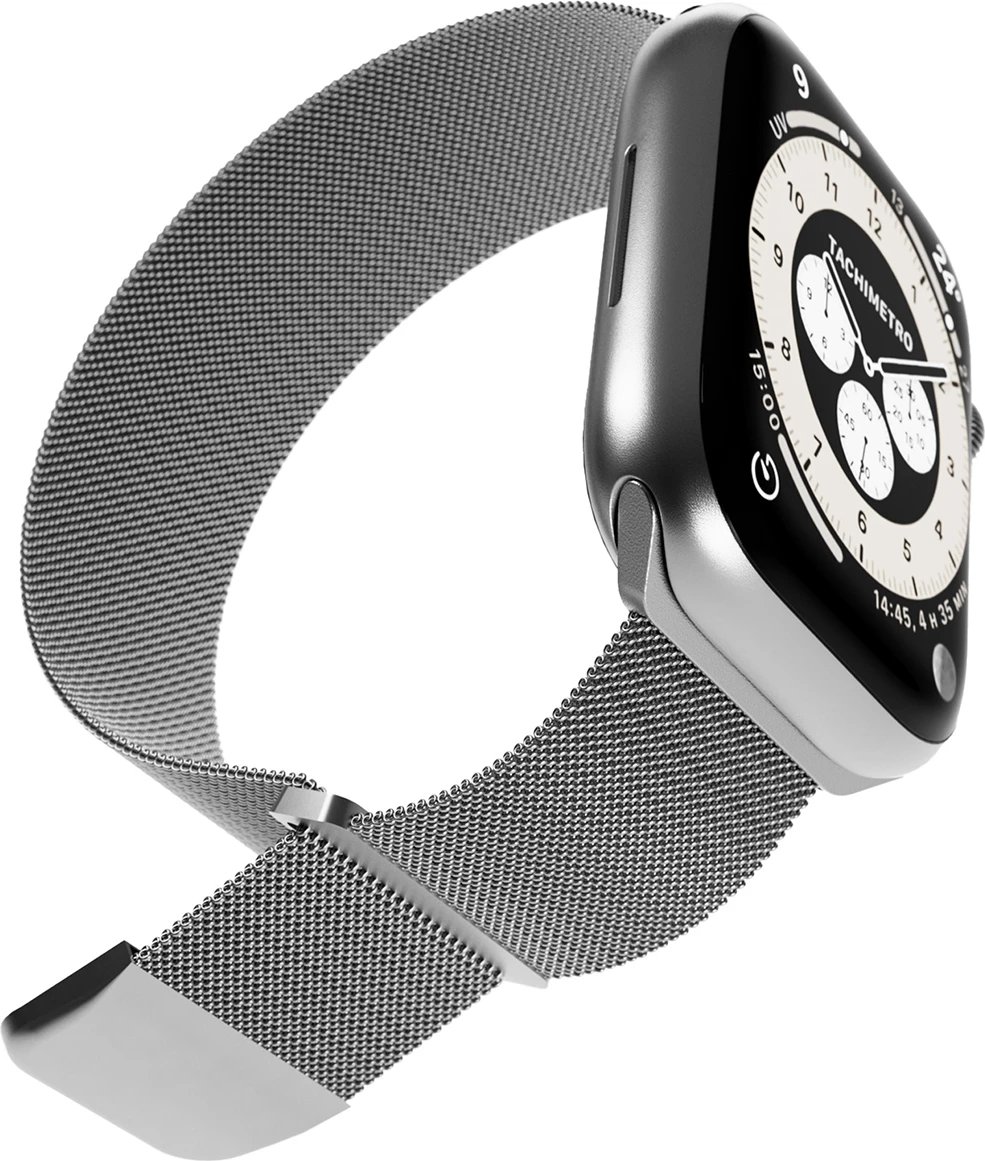 Rrip çeliku inox Puro Milanese për Apple Watch 42/44/45/49mm, Argjend