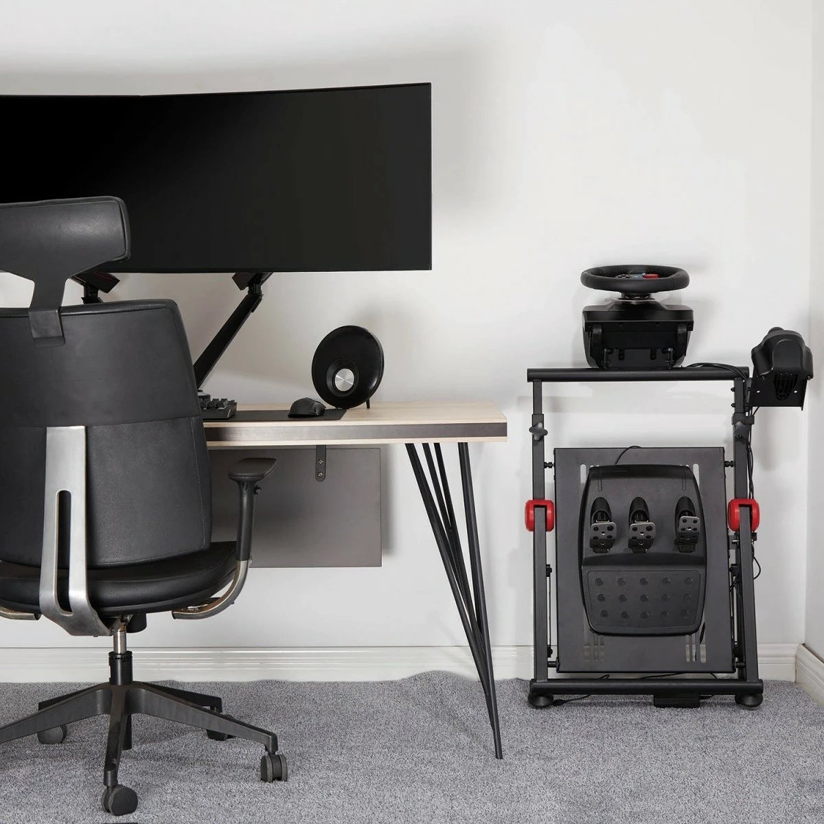 Qëndrim i palosshëm për timon gaming Audiocore RS155, për PC/PlayStation/Xbox, i zi