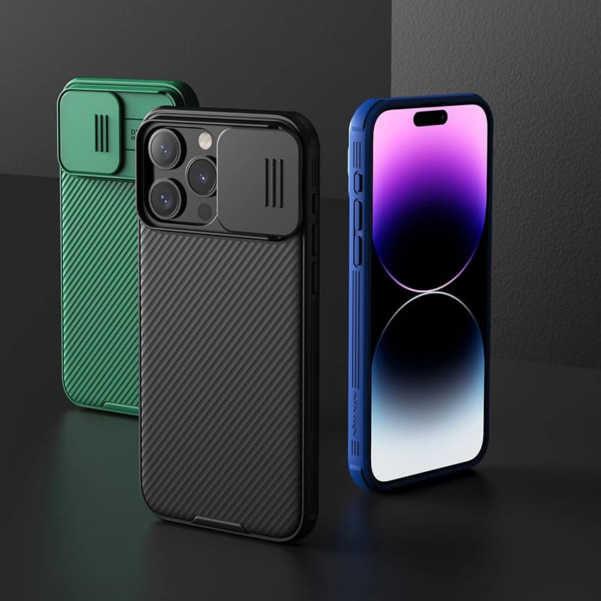 Mbështjellës Nillkin CamShield Pro Magnetic për iPhone 15 Pro Max, me kapak kamere, i gjelbër