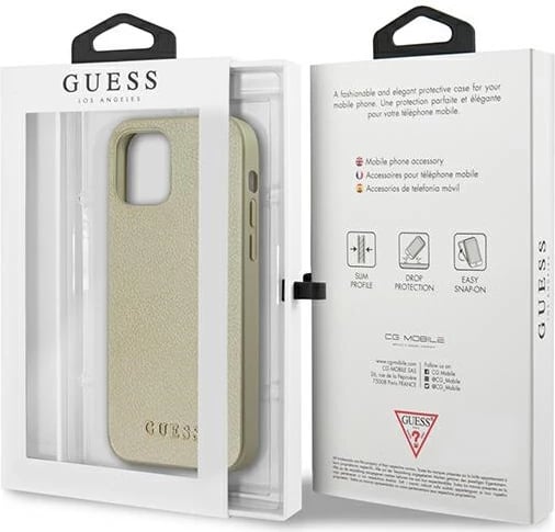 Mbështjellës Guess GUHCP12LIGLGO për iPhone 12 Pro Max, hardcase, gold