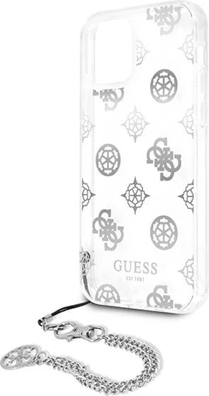 Mbështjellës Guess Peony Chain për iPhone 12 Pro Max 6.7", argjendtë Mbështjellës Guess Peony Chain për iPhone 12 Pro Max 6.7", argjendtë