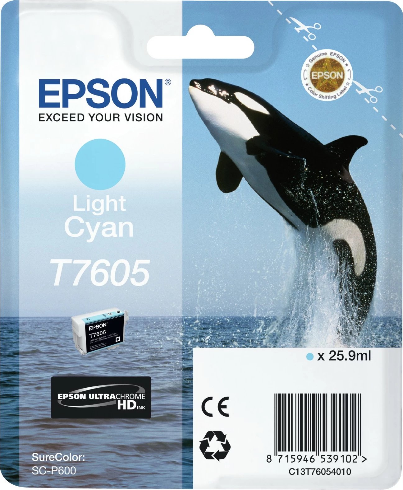 Toner Epson T7605, SureColor SC-P600, 25.9 ml, Light Cyan