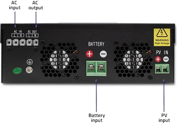 Inverter solar hibrid Qoltec 53876, 2.4kW, MPPT 80A, Sinus, zi/bardhë Inverter solar hibrid Qoltec 53876, 2.4kW, MPPT 80A, Sinus, zi/bardhë