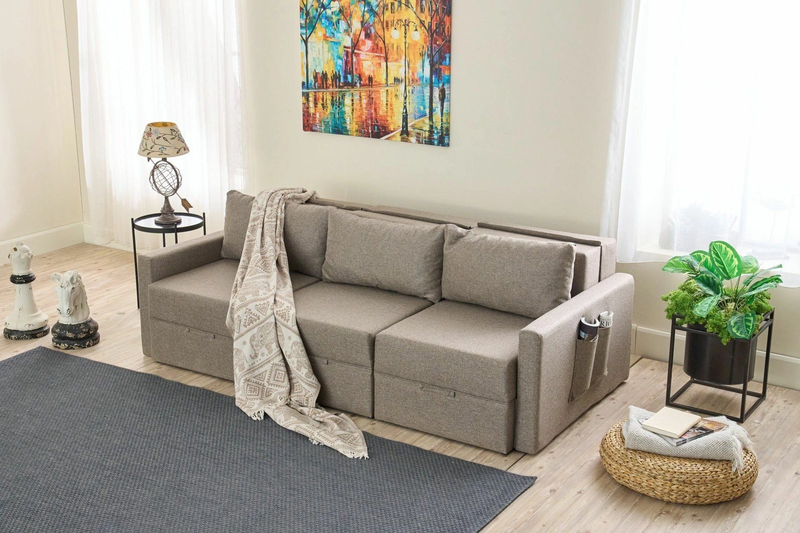 Divan-krevat treshe, Atelier del Sofa, Saros, ngjyrë kafe