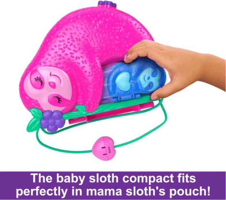 Set lodrash Polly Pocket Sloth Family, Mattel, GKJ63/HRD40, shumëngjyrësh