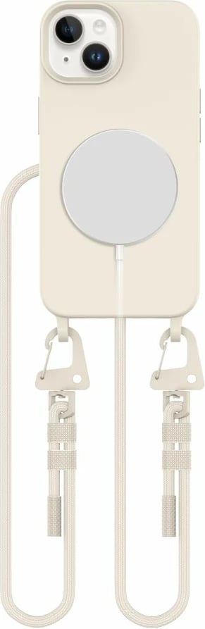 Mbështjellës Tech-Protect MagNecklace për iPhone 14/14 Plus, MagSafe, Bezhe me litar