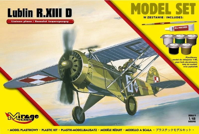 Set model aeroplani Mirage Lublin R.XIII D, 1:48, me ngjyra dhe aksesorë Set model aeroplani Mirage Lublin R.XIII D, 1:48, me ngjyra dhe aksesorë