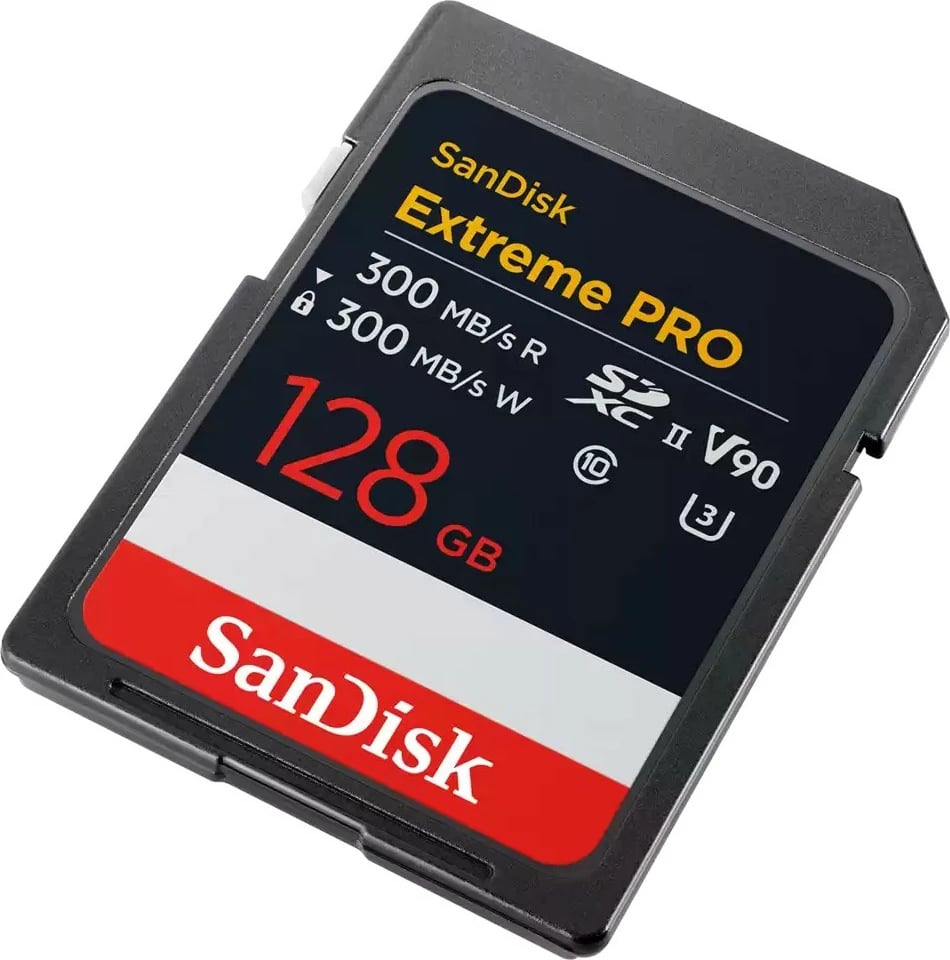 Kartelë memorie Sandisk Extreme PRO 128GB SDXC, Class 10, UHS-II, 300MB/s, e zezë