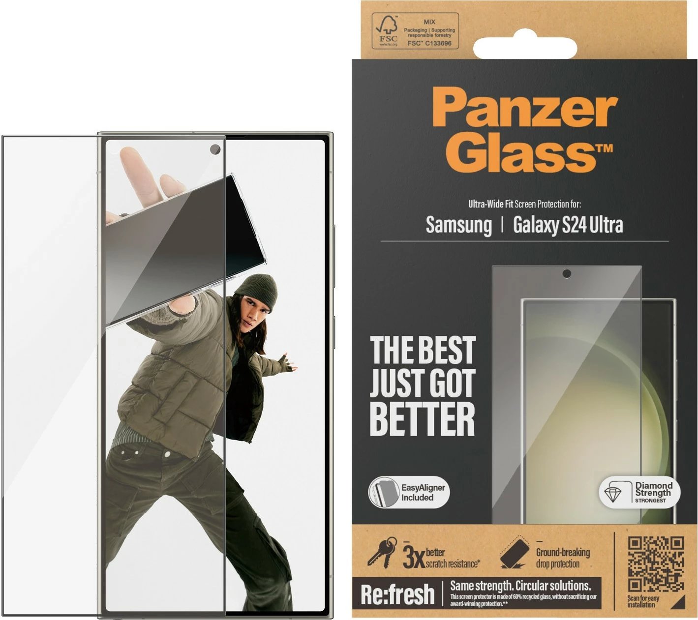 Mbështjellës ekrani PanzerGlass për Samsung Galaxy S24 Ultra, transparent