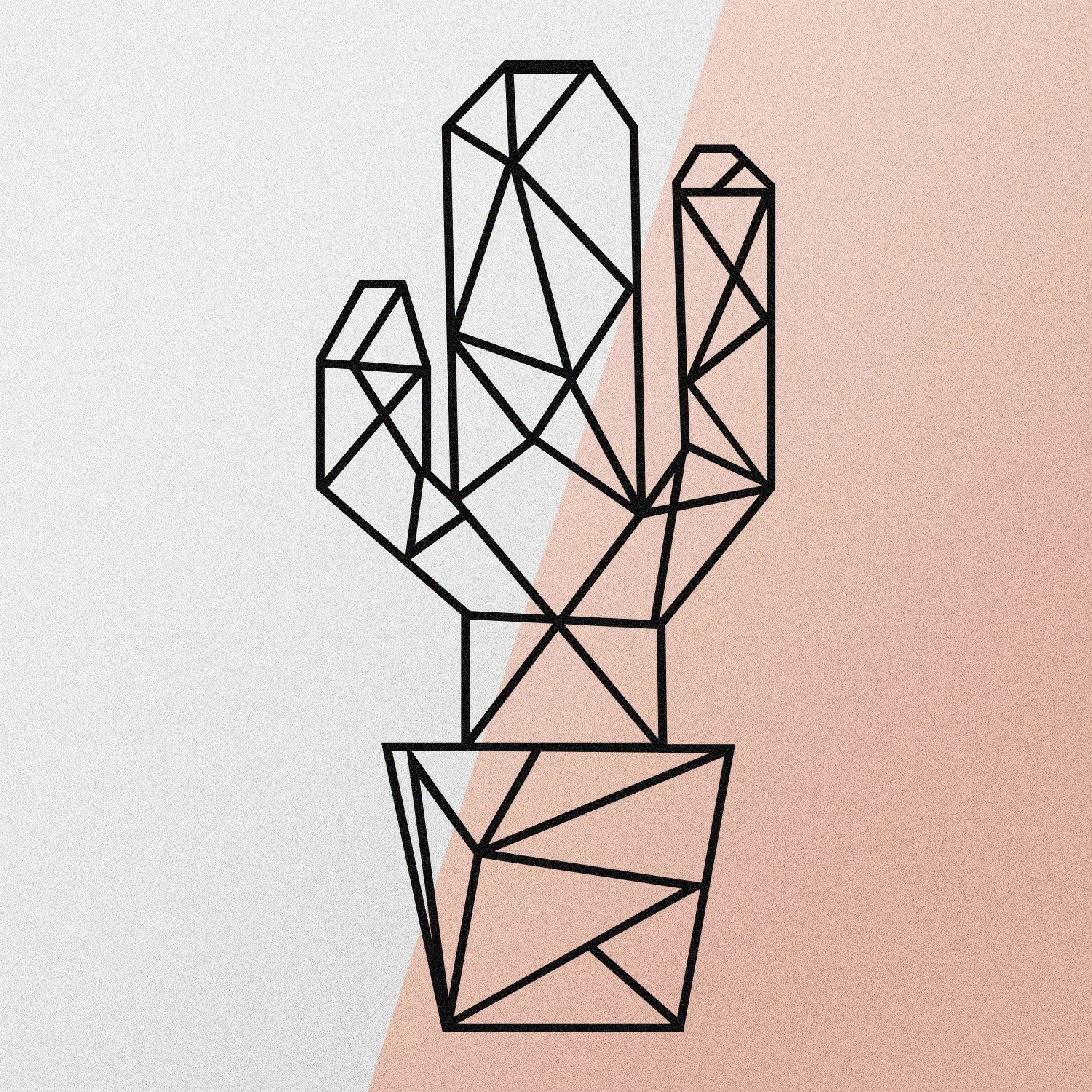 Dekor metalik për mur, kaktus, Wallity, ngjyrë e zezë, 26x55cm