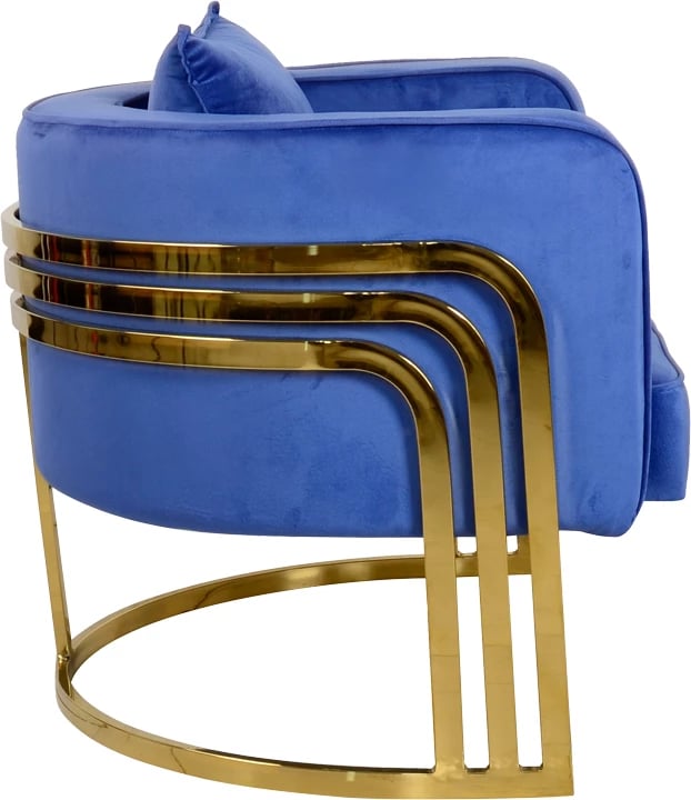 Karrige Roblu, metal ari dhe pëlhurë kadife blu, 72x77.4x70cm