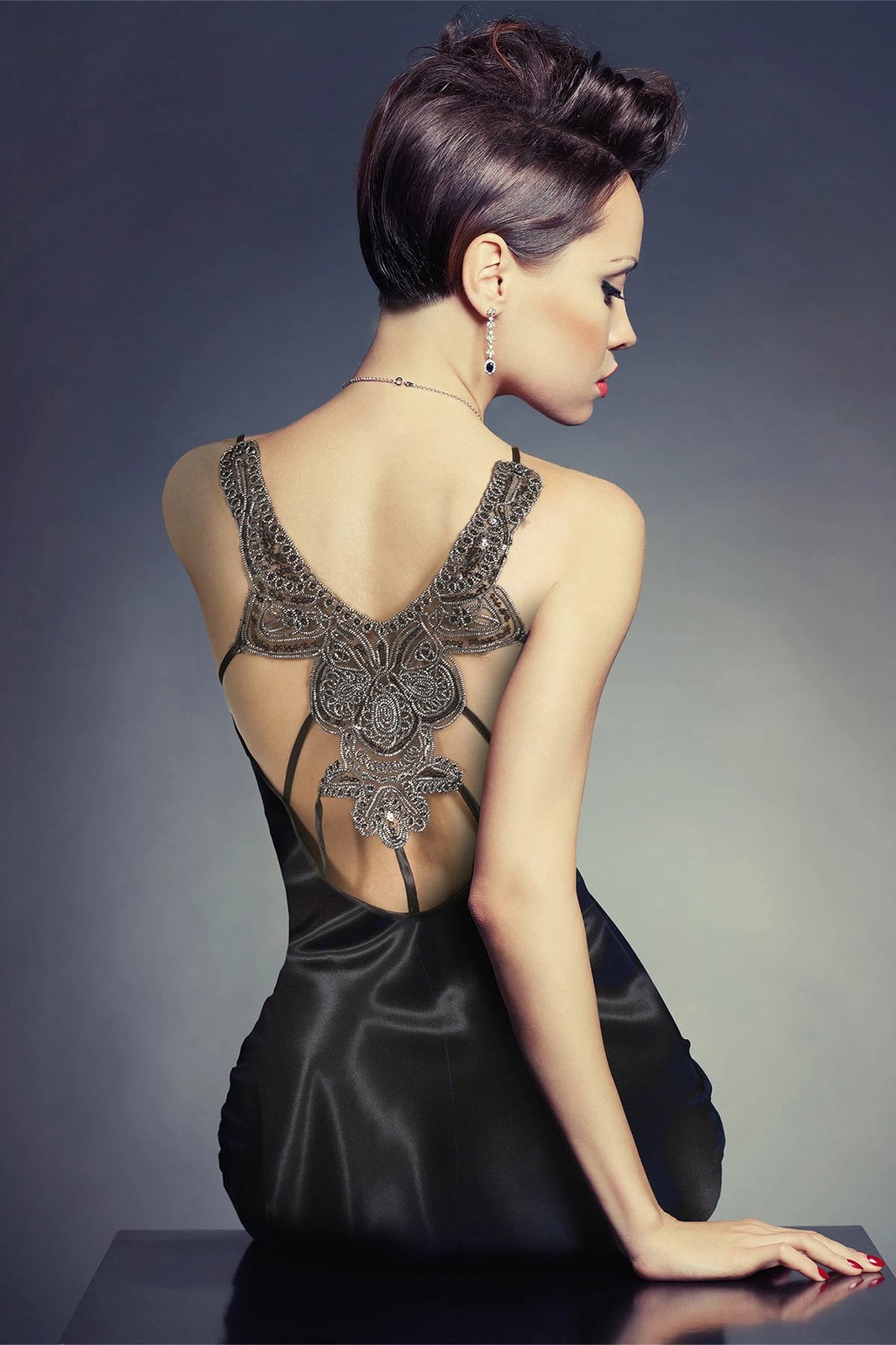 Babydoll i zi Jumeon, 2 copë, 001-018260