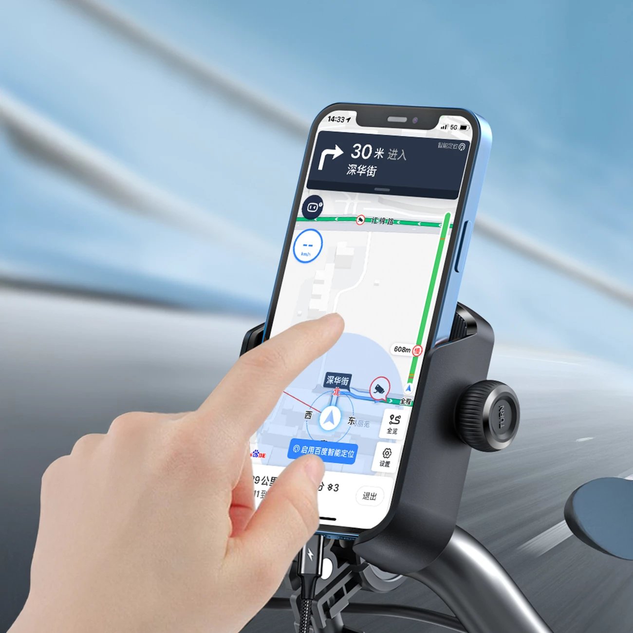 Mbajtës telefoni Joyroom JR-ZS431 për biçikletë, motoçikletë, skuter, e zezë