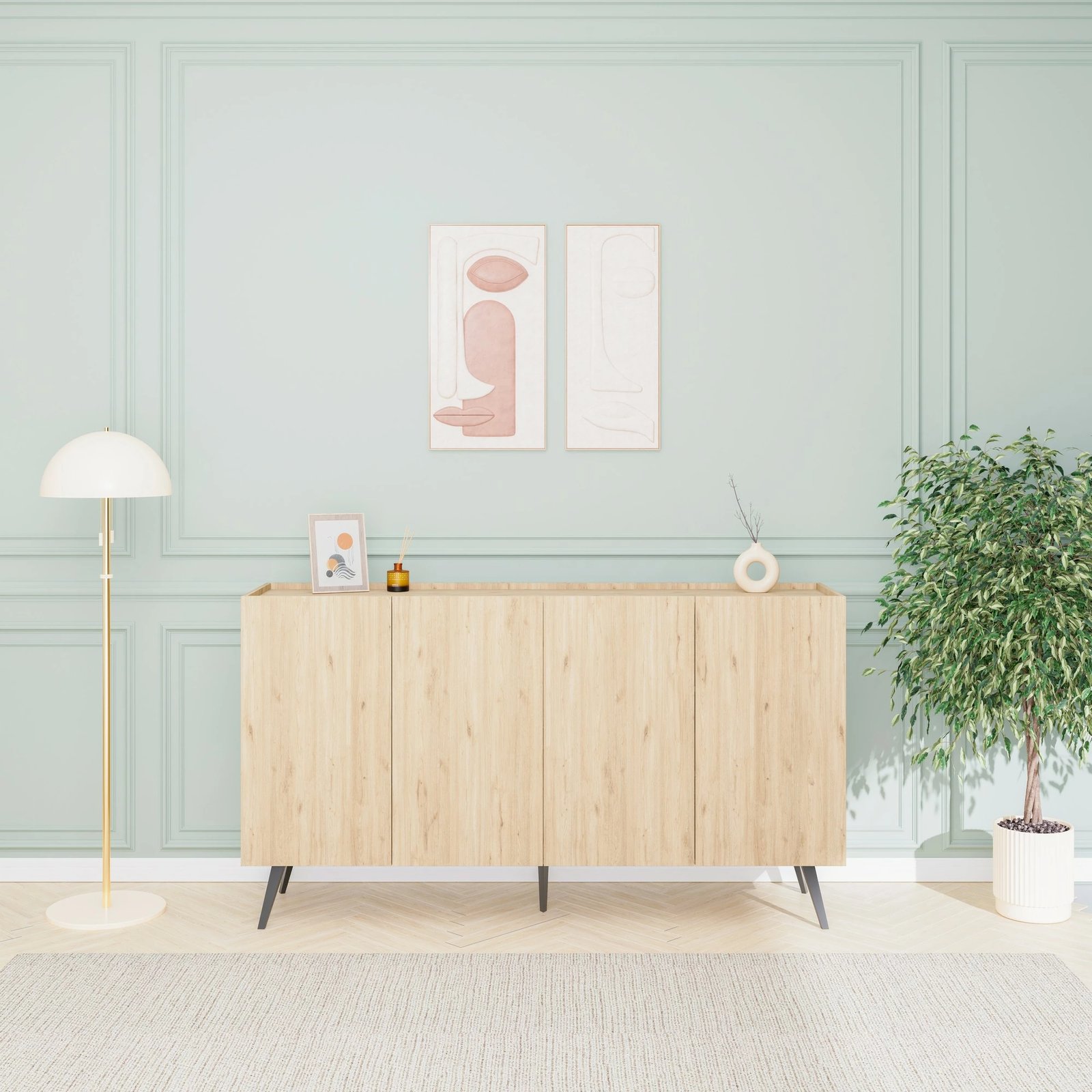 Konsolë Hanah Home, Kns-740-Ff-2, ngjyrë lisi