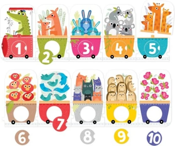 Puzzle edukativ CzuCzu 0753, tren me numra, 30 pjesë, shumëngjyrësh