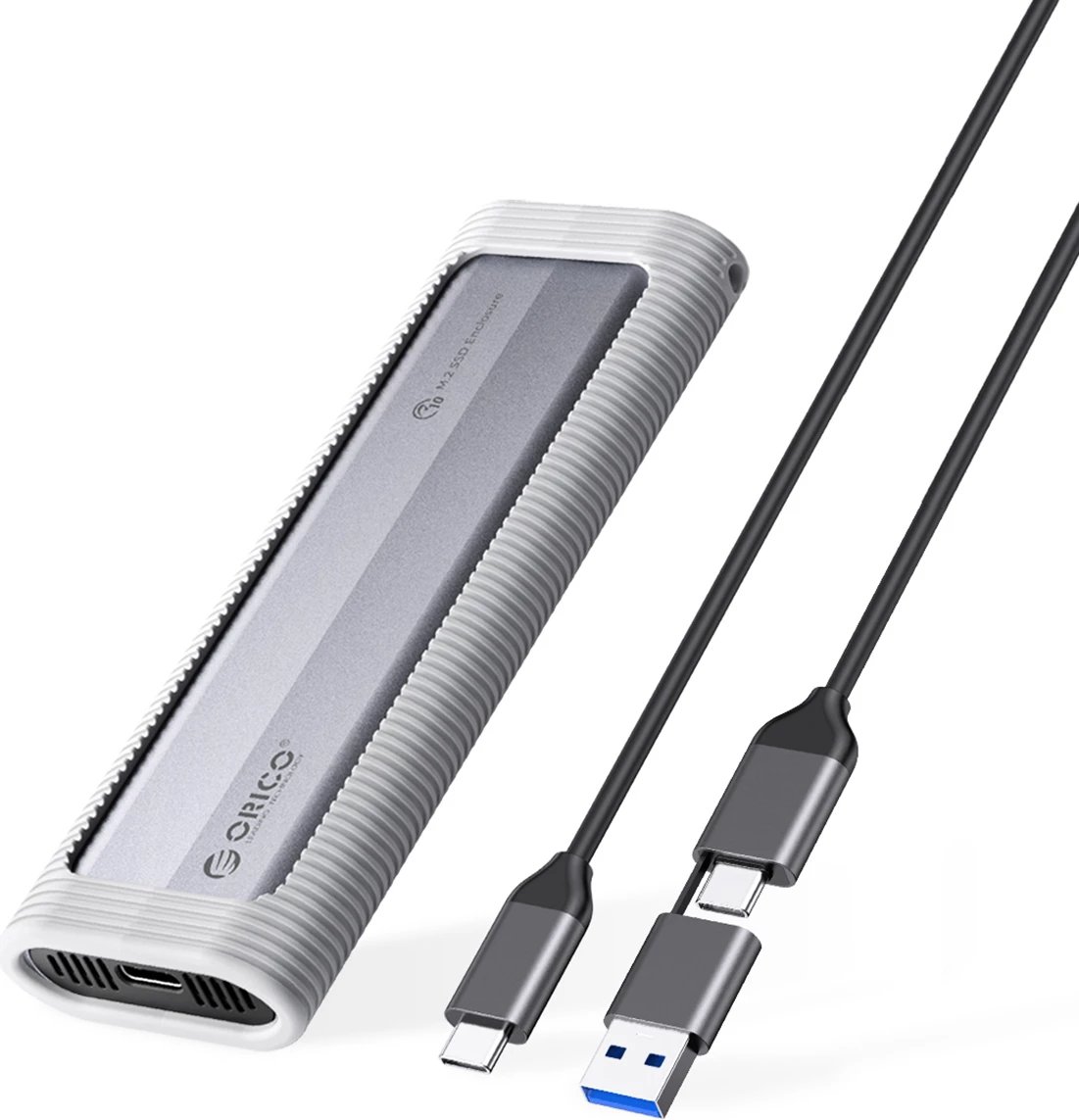 Kasë Orico AXM2S-G2-V1 për SSD M.2 NVMe/SATA, USB-C/USB-A, 10Gbps, Gri