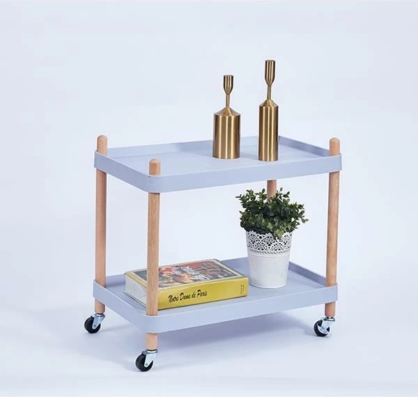 Tavolinë ndihmëse nextdeco me rrota, 2 nivele, 56x34xH46cm, Blu