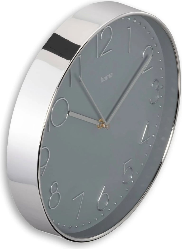 Orë muri Hama 185874, analog, 30 cm, gri-argjend