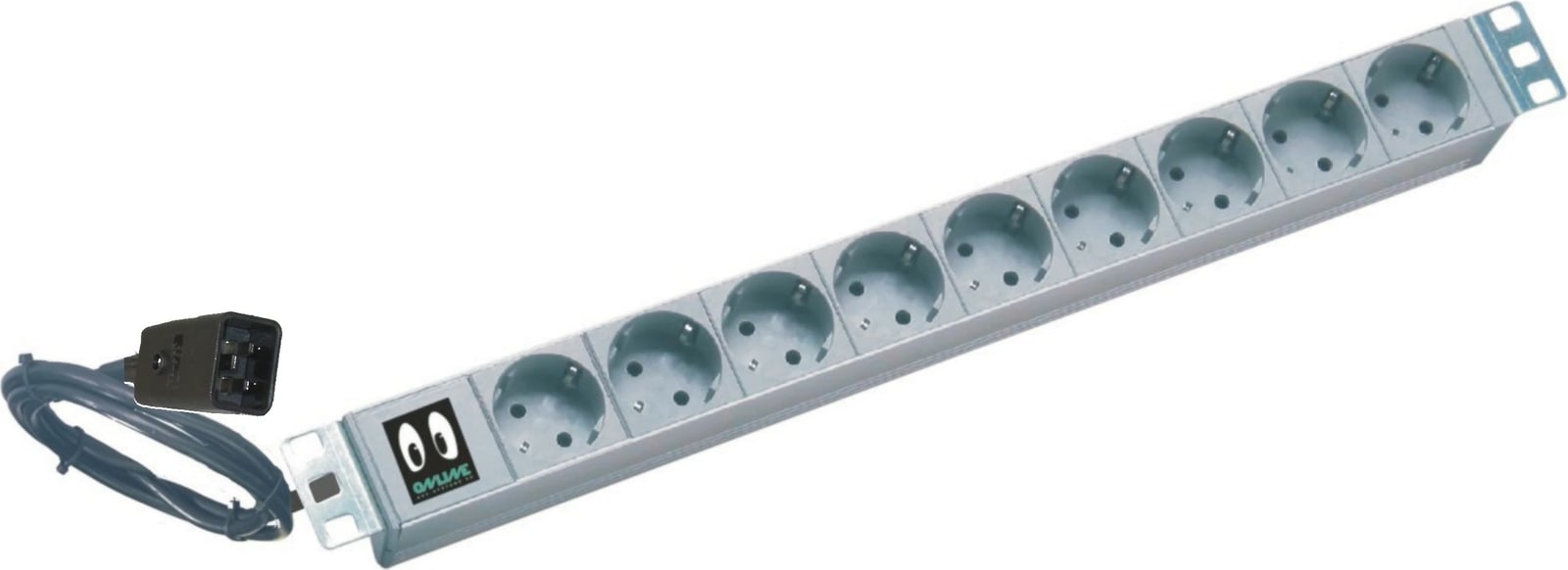 Listë prizash Online USV-Systeme 19 inch, 9 dalje, 16A, Kaltgerätestecker, gri