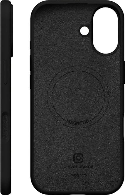 Mbështjellës magnetik MagSafe për iPhone 17, CRONG Color Cover Magnetic CRGCOLRMIP1763BLK, silikon Liquid Silicone me mikrofiber, i zi