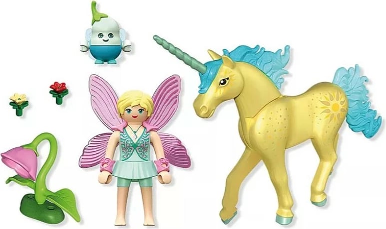 Set lodrash Playmobil Princess Magic 71842 njëbrirësh me zanë Sunshine Blossom, 24 pjesë