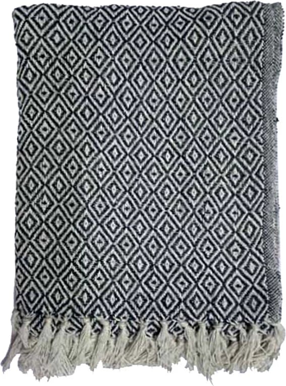 Mbulesë dekorative Lance, pambuk-poliester, e bardhë-e zezë, 180x240cm