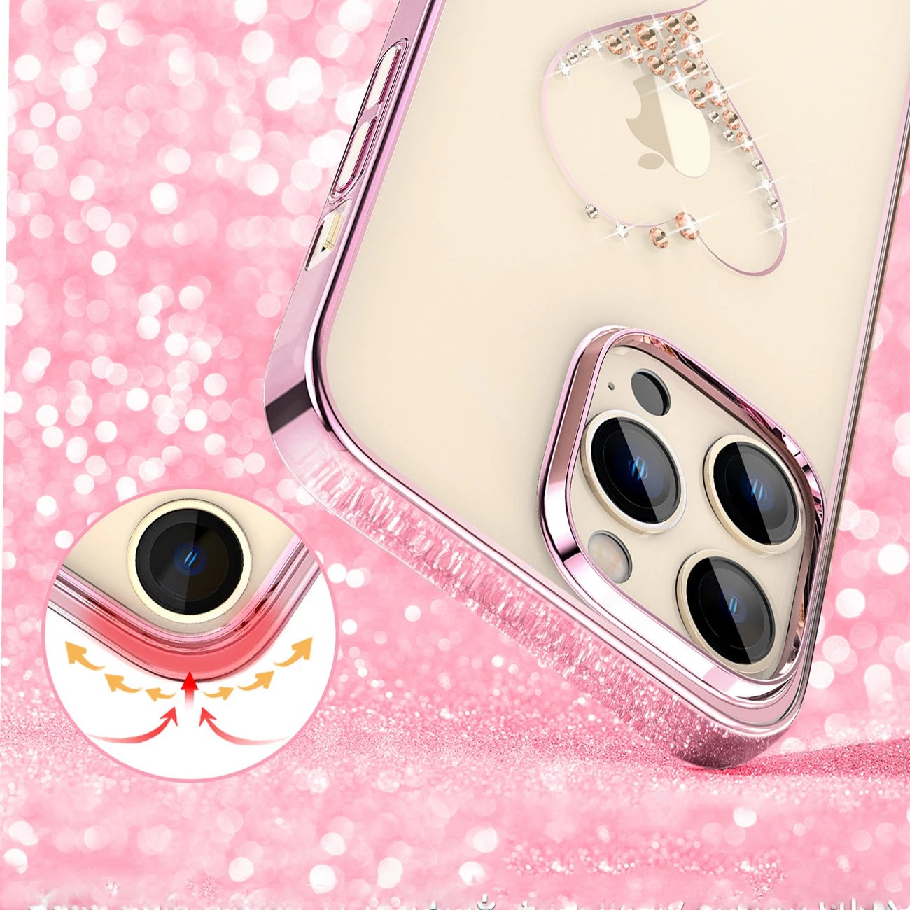Mbështjellës Kingxbar Wish Series për iPhone 14 Plus, me kristale Swarovski, Rozë Mbështjellës Kingxbar Wish Series për iPhone 14 Plus, me kristale Swarovski, Rozë