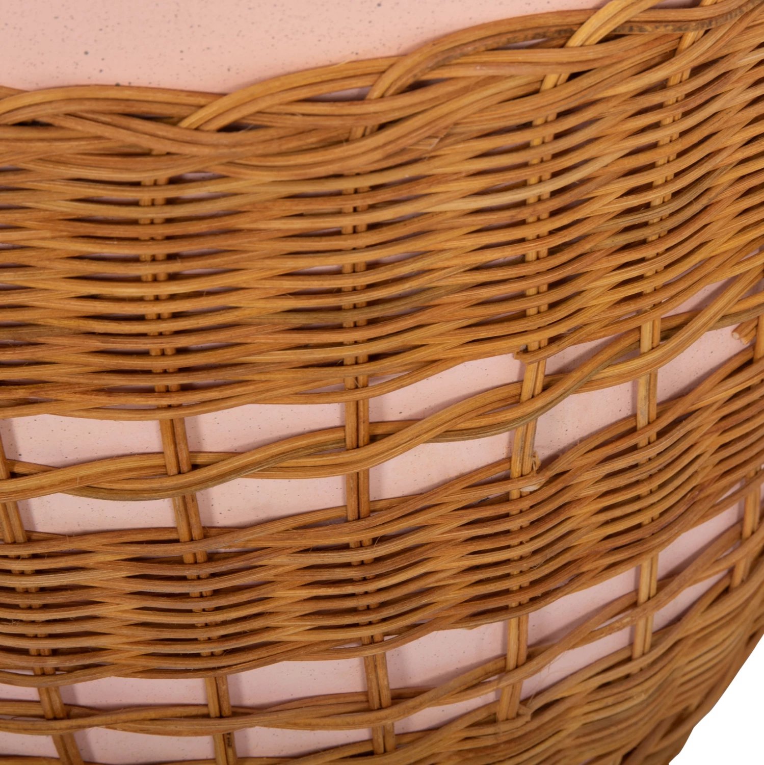 Tavolinë anësore rrethore VILHENA, fibër çimentoje, rozë, ratan natyral, FH18166, 44.5x45cm