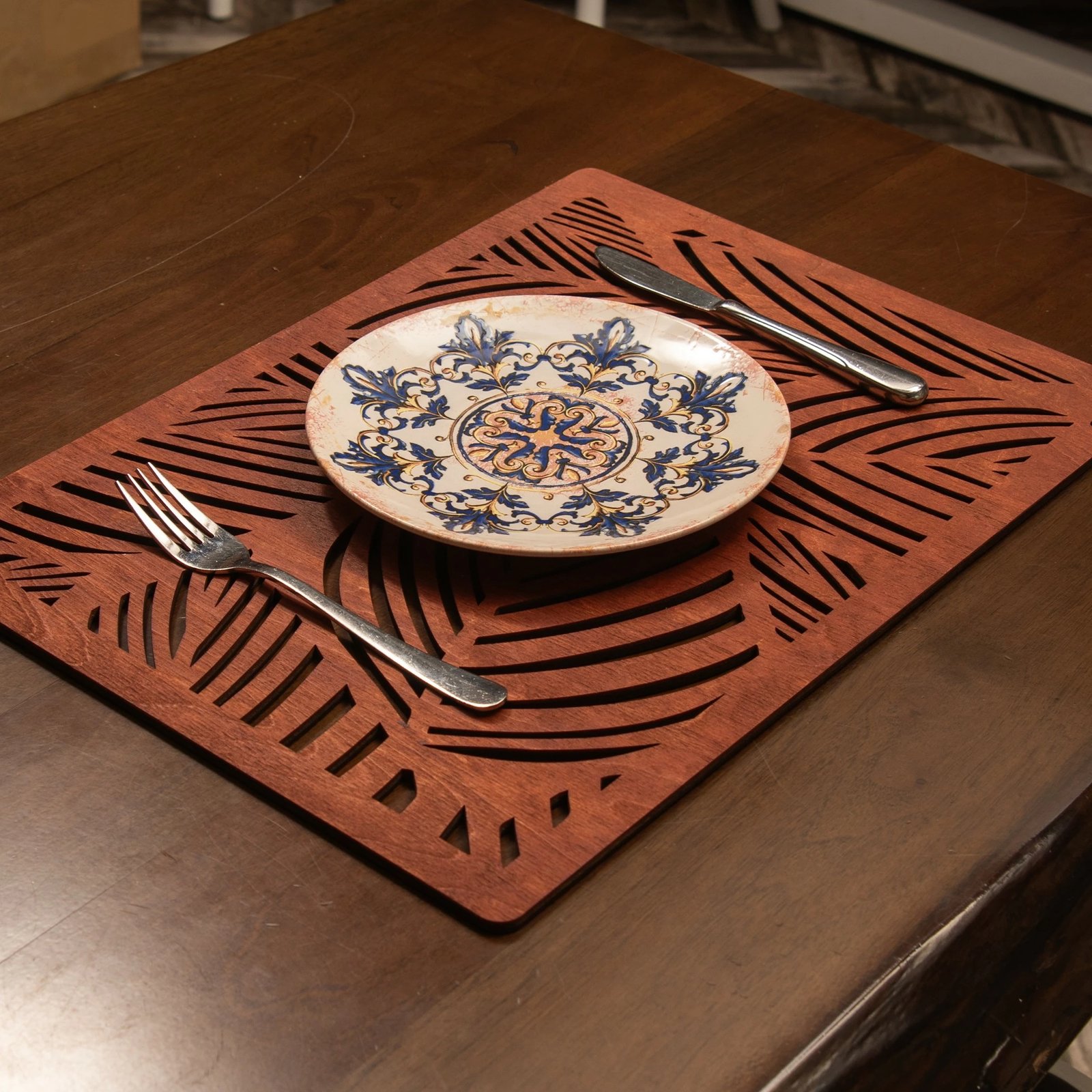 Set nënshtruesish tavoline prej druri, 6 copë, Hermia, ngjyrë rozë