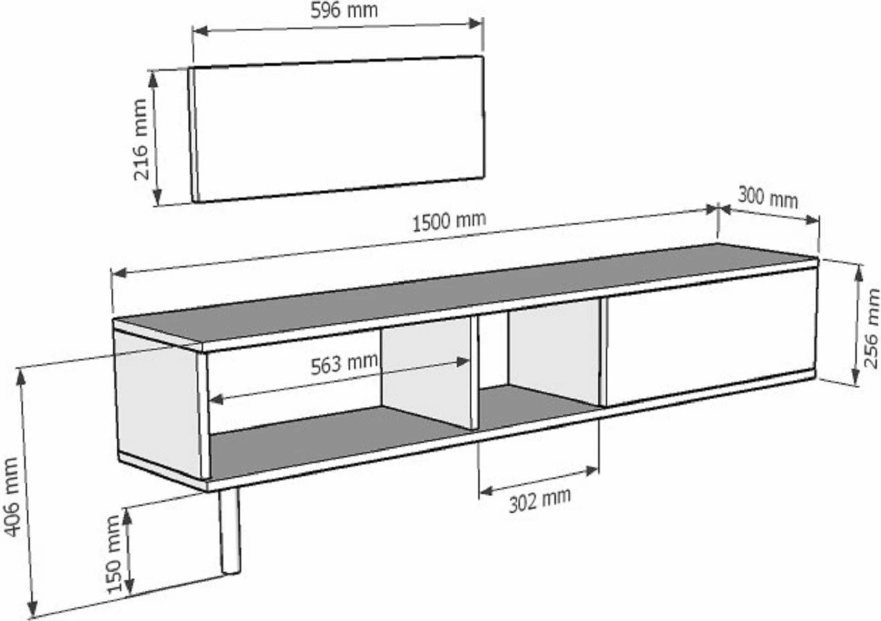 Komodë TV Skye Decor, ngjyrë antracit, 150 cm