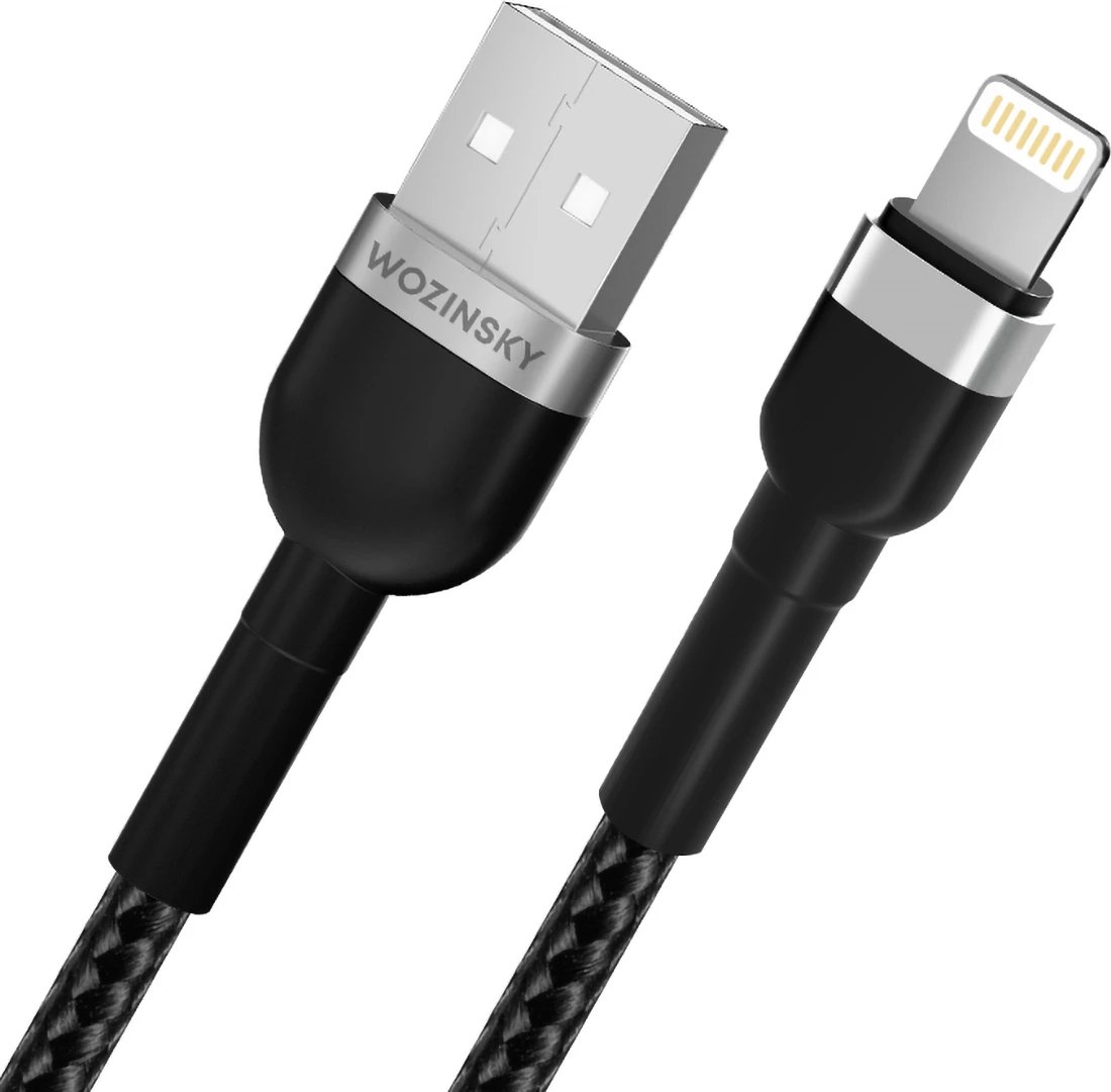 Kabllo karikimi Wozinsky WNBAL1, USB-A në Lightning, 1 m, najlon, e zezë
