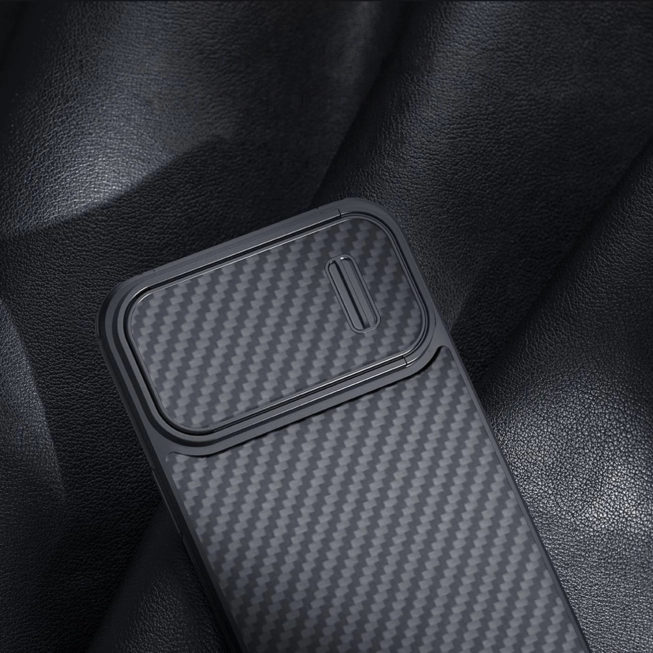 Mbështjellës Nillkin Synthetic Fiber S Case për iPhone 14 Pro, me kapak kamere, i zi
