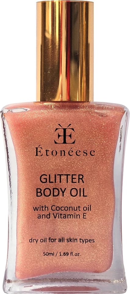 Vaj i thatë për trup Etoneese Glow Rose për femra me shkëlqim të artë, 50ml