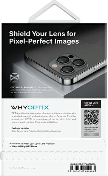 Mbrojtës lentash UNIQ Optix për iPhone 14 Pro / 14 Pro Max, alumini, argjend