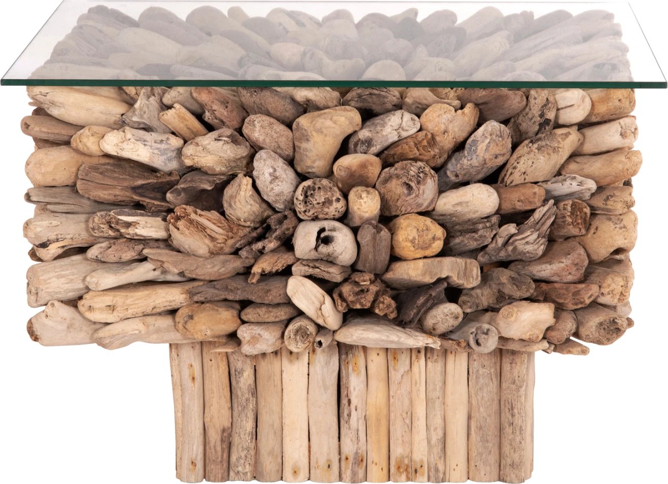 Tavolinë kafeje katrore SPARROW, dru i larë, xham, 75x75x51cm