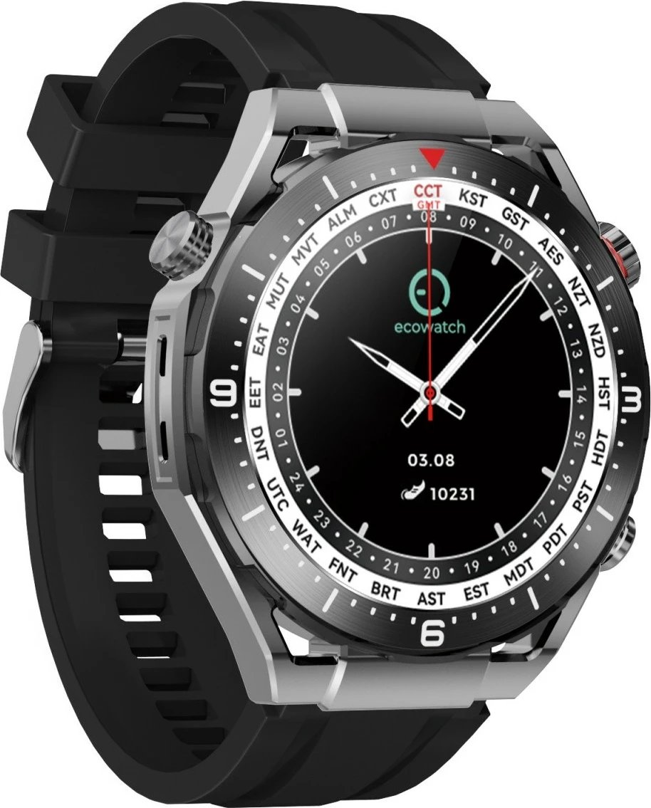 Smartwatch EcoWatch EW01, 1.5", Bluetooth, 400 mAh, i zi, set me 3 paskash