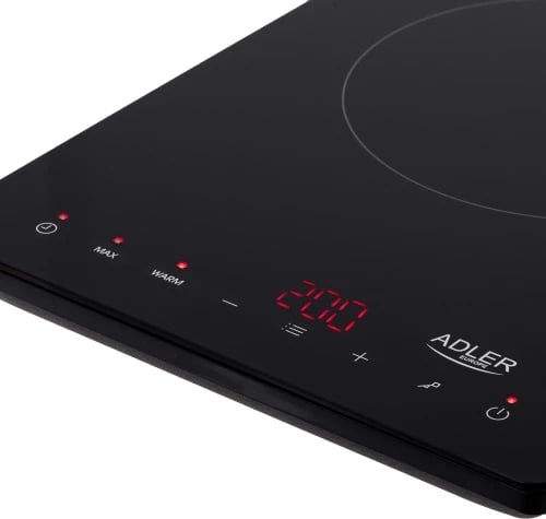 Sobë induksioni një-pllakë, Adler AD 6513, 2000W, diametër pllake 190mm, ekran LCD, timer 180 min, e zezë