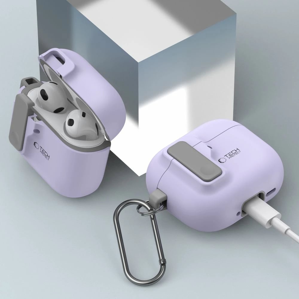 Mbështjellës Tech-Protect Slim Hook për AirPods 4, vjollcë